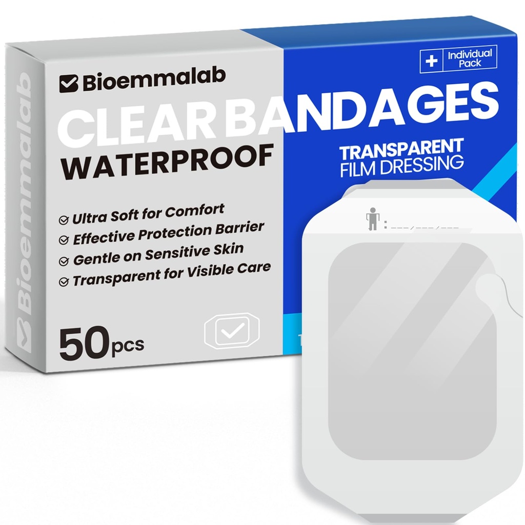 Stora vattentäta bandage Clear Dressings Tattoo Tape Sensitive Skin Wounds Care, Transparent Film Dressing Adhesive Occlusive Patch för Post Surgical Use, 4 "x 4 3/4", 50 Packs