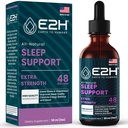 E2H Natural Sleep Support - Liquid Melatonin med Chamomile, Theanine - Sleep Better, Deeper, Longer - Vegan, GMO-Free - ger stressavlastning - 2 Fl Oz