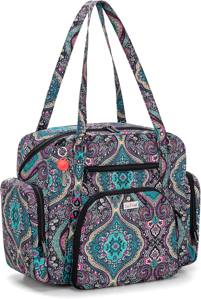 LoDrid Lärare Tote Bag med Padded Bottom, Lärare Utility Bag för arbete, Stora kvinnor arbetar Tote Bag med Zip-Top stängning