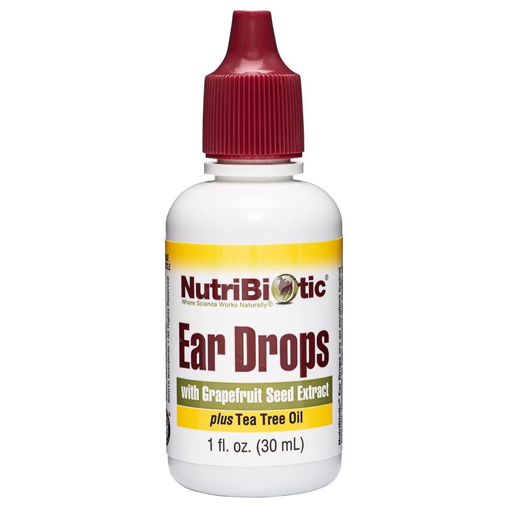 NutriBiotic - Ear Drops, 1 Fl Oz | Gentle & Soothing Ear Support med Grapefruit Seed Extract & Tea Tree Oil | Vegan | Non-Medicated | Made utan GMO & Gluten