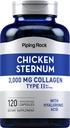 Piping Rock Chicken Sternum Typ II Collagen Supplement | 3000mg | 120 kapslar | med Hyaluronsyra | Non-GMO, Gluten Free