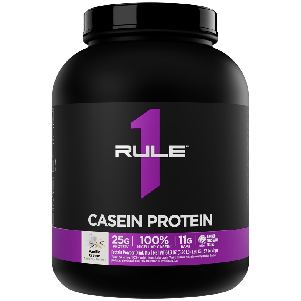 Regel 1 Casein Protein - 25g Protein och 11g EAA Per Serving från långsam frisättning Micellar Casein för övernattning och hållbar leverans mellan måltider (4 pund *, Vanilla Crème)