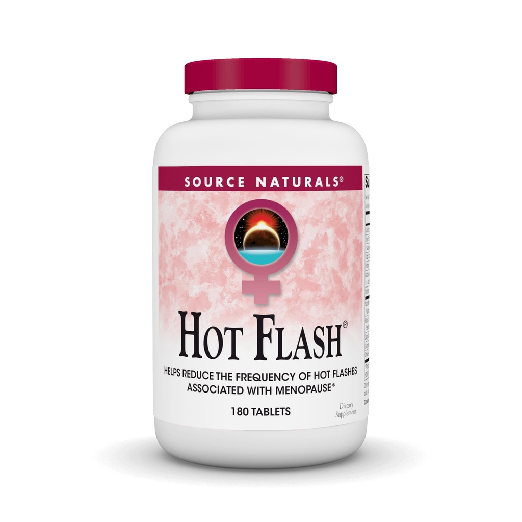 Källa Naturals Hot Flash - hjälper till att minska frekvensen av heta blixtar associerade med klimakteriet, icke-GMO Soja - 180 tabletter - 60 dagars leverans
