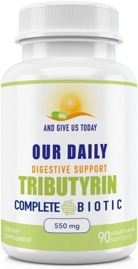 Våra dagliga Vites Tributyrin Digestive Heath Probiotics | Komplett Butyrate Supplement | 550 Mg Delayed-Release Softgels | Immune Support | 90 Servings | Vegan Formel