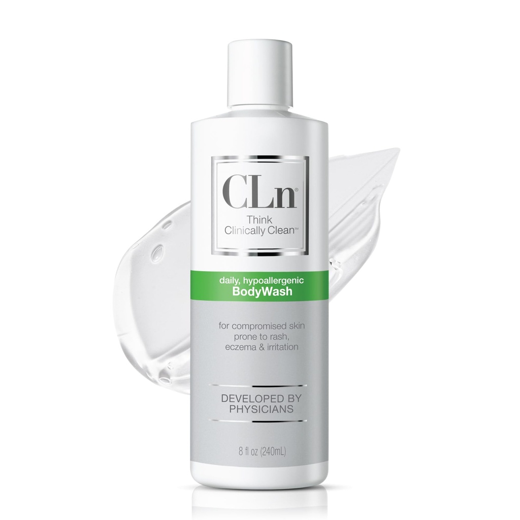 CLn® BodyWash -Non-Drying Body Wash, för kompromissad hud benägen till Eczema, Dermatit, Rash & Hidradenitis Suppurativa, Fragrance-Free & Paraben-Free, 8 fl oz.