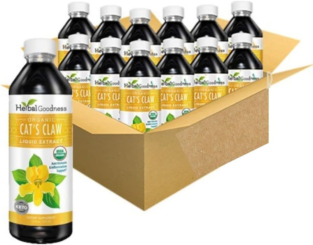 Kattens Claw Liquid Extract -Vegan - Gluten-Free - Organic Cats Claw Liquid Extract -12oz - Herbal Goodness (Pack av 12)