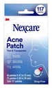 Nexcare Tunn och Transparent Acne Patch, Hud Cover Absorbs Pus och Olja från igensatta porer, Made med hydrokolloida, flik Tillåter Enkel Avlägsnande från Liner - 117 Pimple Patches