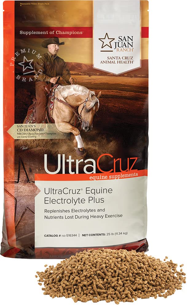 UltraCruz Equine Electrolyte Plus Supplement för hästar, 25 lb, Pellet (93 Day Supply),sc-516344