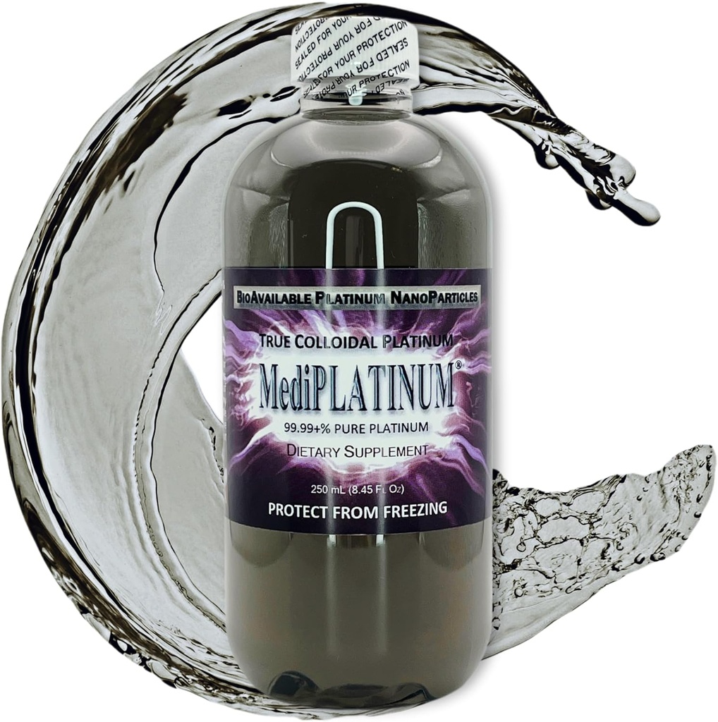 MediPLATINUM True Colloidal Platinum Dietary Supplement - 250 ml (8,45 Fl Oz) i Clear BPA-Free Plastic Bottle
