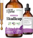 Wild & Organic Skullcap Herb Tincture - Skullcap Supplement för humörstöd - Slappnande flytande extrakt droppar - Vegan, socker och alkoholfri - 4 fl oz
