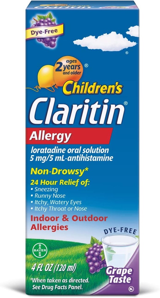 Claritin Children's 2 Hour Non-Drowsy Allergy Oral Solution 5 mg/5 ml, Grape 4 Fl Oz