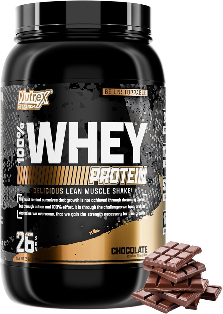 Nutrex Research Chocolate Whey Protein Powder | 100% Whey Protein Supplement | Förbättrad Muscle Builder & Recovery Protein med Digestive Enzymes för Män & Kvinnor - 25g Protein (Chocolate, 2 Pound)