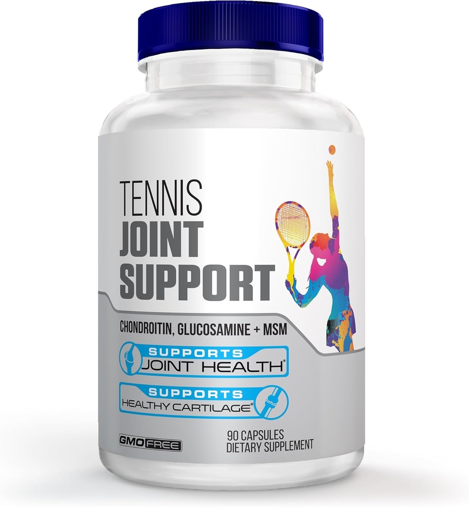 Tennis Joint Support Supplement - Healthy Knees, Back, Cartilage och Joints - Glucosamine Chondroitin MSM- GMP Certified Tennis Supplements och Joint Support för idrottare - 90 kapslar