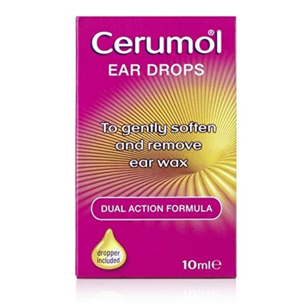 Dual Action Ear Drops, 10ml, Gentle Formulation, hjälper till att lindra symtom på öronvax, mjuknar Earwax, Dropper Inkluderad