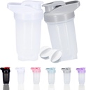 Shaker Bottle Protein Shakes Cup och 10-Ounce/300ML Shaker-Bottle med Whisk Balls, Protein Shaker- Bottles Set, Non-BPA plast (Grey+White(2PCS))