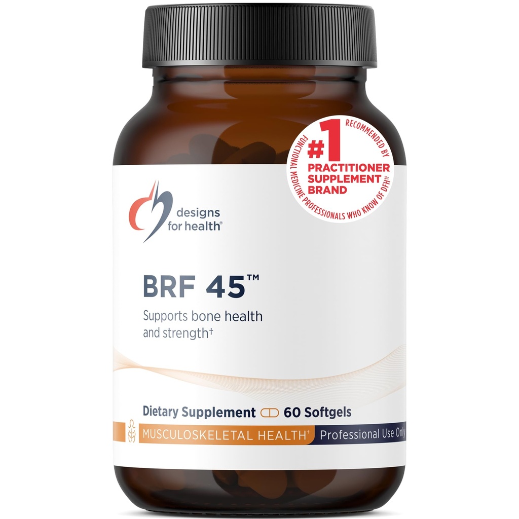 Design för hälsa BRF 45 - Vitamin K1 + Vitamin K2 som MK-4 för att främja benstyrka, hälsosam åldrande + arteriell hälsa - 2 former av vitamin K + GG för att hjälpa vitamin K2 MK4 Produktion (60 Softgels)