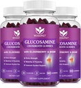 Glukosamin Chondroitin Gummies med MSM & Elderberry - 1500mg Glukosamin Chondroitin Gummies Supplement för flexibilitet och immunstöd för män och kvinnor, 60 Gummies (3 Pack)