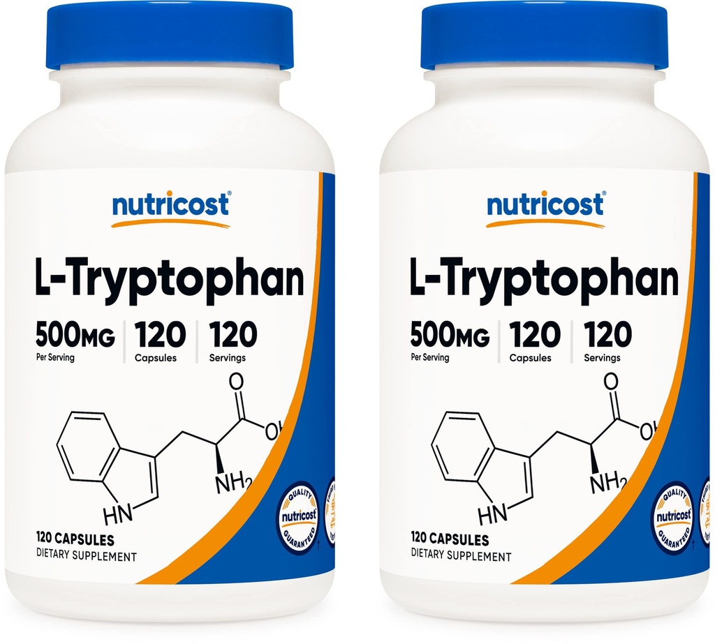 Nutricost L-Tryptophan 500mg, 120 kapslar (2 flaskor)