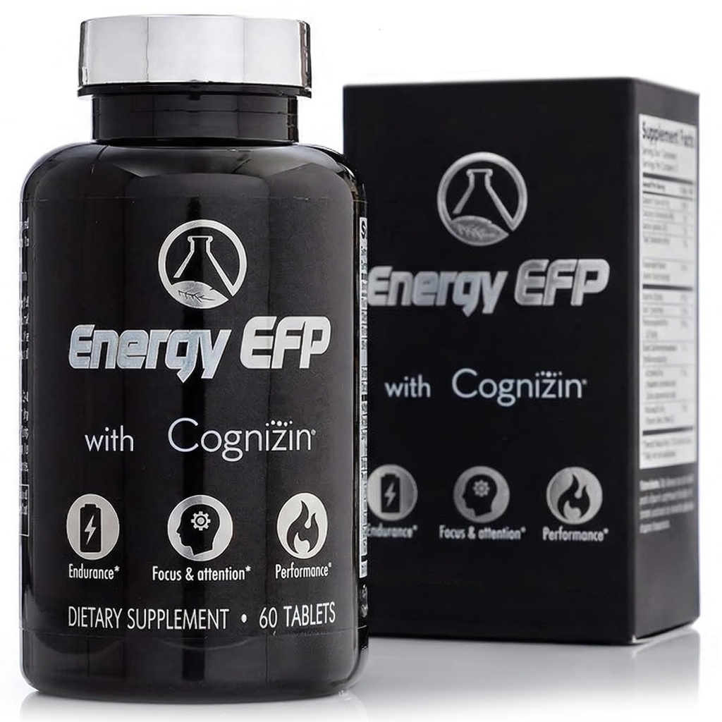 Energi EFP Brain Booster - 60Ct Nootropic Energy Supplements for Focus & Stamina med Citicoline, vitamin B, Ashwagandha, L-Theanine, Ginseng