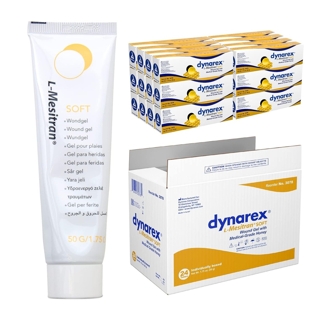 Dynarex Honey L-mesitran Soft Wound Healing Gel med Medical Grade Honey, 1,75 Ounces, 24 Count