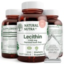 Natural Nutra Soy Lecithin 1200 mg Dietary Supplement - Brain Function, Liver Health, Förbättra Procreant Health, Boosting Supplement - Gluten-Free, BPA-Free, 200 Softgels i återvinningsbara glasflaskor