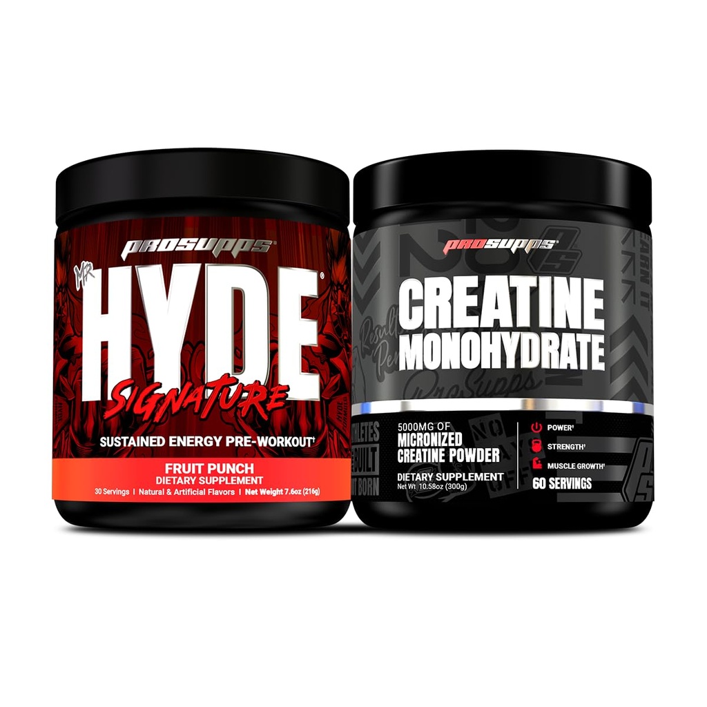 PROSUPPS Hyde Signature Sustained Pre-Workout, Fruit Punch och Creatine 300 Bundle