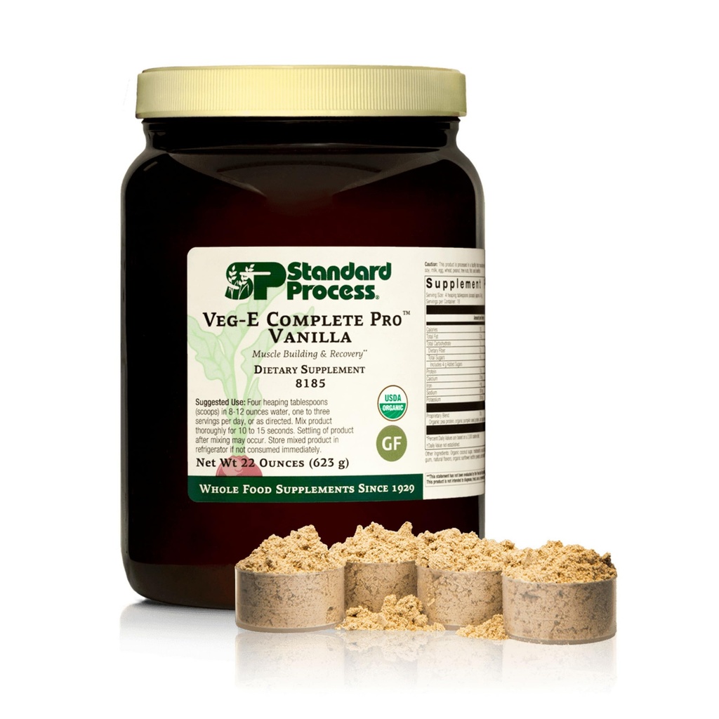 Standard Process Veg-E Complete Pro - Organisk, växtbaserad proteinpulver för muskelbyggnad och återhämtning - Stöder hår, hud och naglar - Vegan & Glutenfri - Vanilla, 18 portioner
