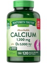 Naturens Sanning Kalcium 1200 mg Plus Vitamin D3 5000 IE Tillskott, 120 Räkna (Pack av 3)