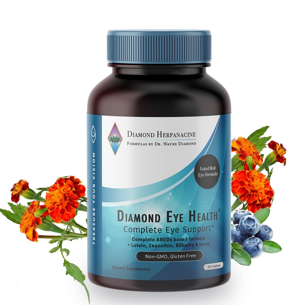 Diamond Eye Health - Naturliga vitaminer för fullständig ögonstöd - Hälsosamma ögonvitaminer - ögonhälsovitaminer för att hjälpa till att bevara åldrande ögon - Vegan, glutenfri, mejerifri - (90 greve)