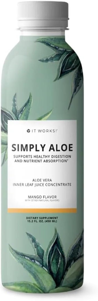 Det fungerar! Enkelt Aloe - Mango Flavor - 15.2 Fl Oz - Uppfriskande, näringsrik dryck - Aloe Vera Inre Leaf Juice Concentrate - Stöder hälsosam matsmältning, näringsabsorption och övergripande Wellness