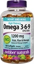 Webber Naturals Omega 3-6-9 High Potency 1200 mg · Fisk, Flax & Borage, 180 mjukgels