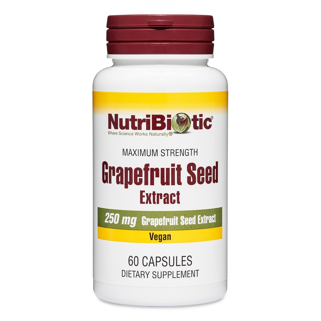 NutriBiotic - Grapefrukt utsäde extrakt kapslar 250 mg, 60 greve - Maximal styrka med bioflavonoider
