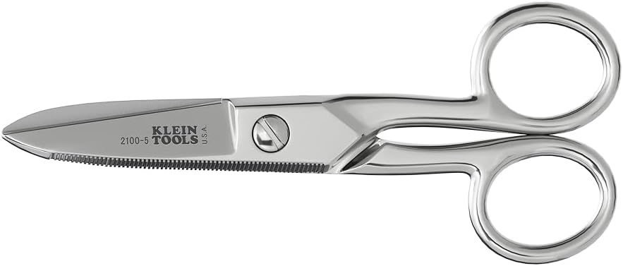 Klein Tools 2100-5 Electrician Scissors, tillverkad i USA, 5,25-tums kompakta saxar för tung skärning och låg spänningsarbete, multifunktion