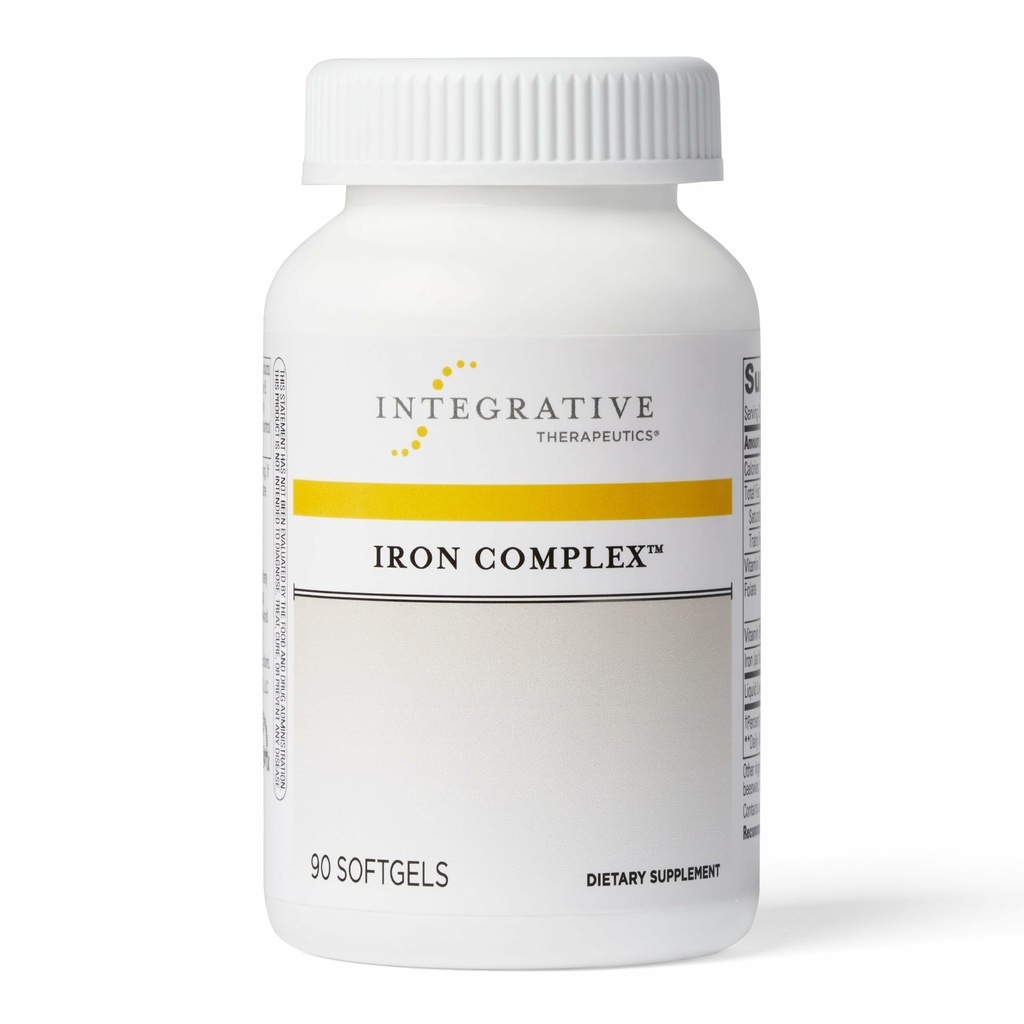 Integrativ terapeutisk järnkomplex - Wellness & Energy Support med vitamin C & B12 * - Inkluderar folat - Glutenfri & Dairy-Free - 90 Softgels (45 portioner)
