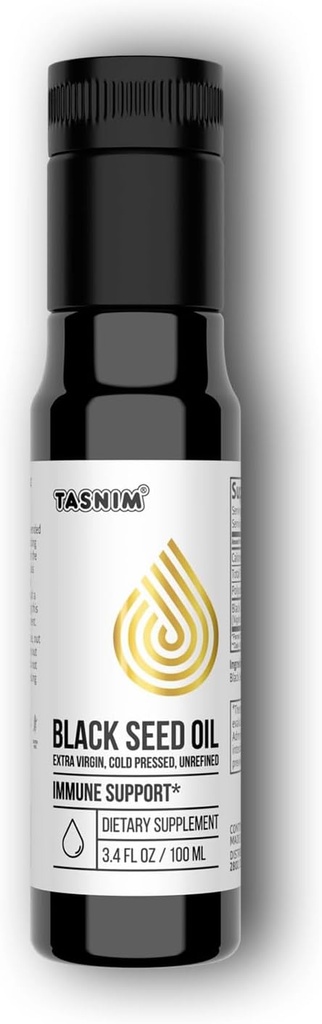 100% Etiopisk BlackSeed Oil 3.4 Fl Oz - Cold Pressed Black Seed Oil för Immune Support, High Potency 5.7% - 21% Thymoquinone Skin, Hair & Overll Health - Orafined Black Cumin Seed Oil - Gluten Free