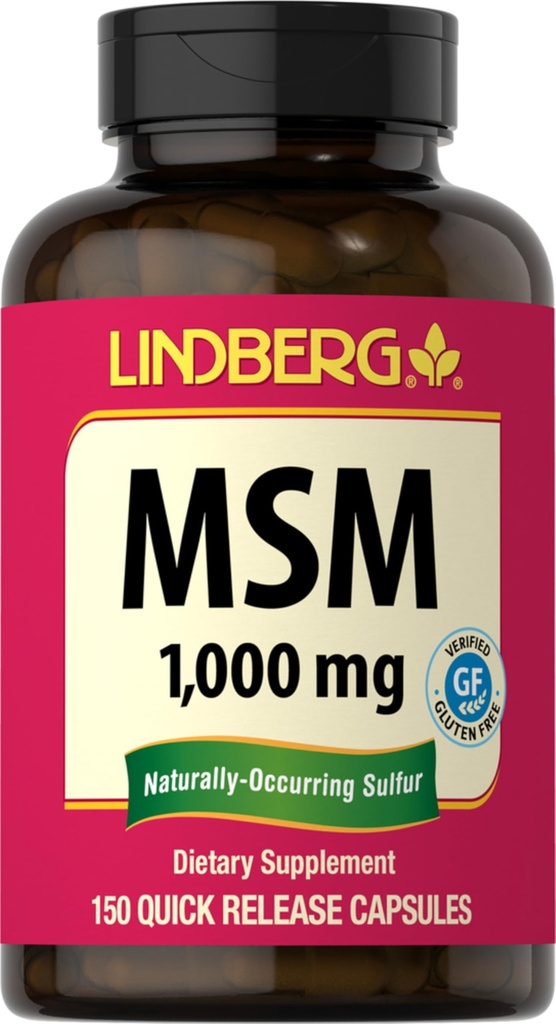 Lindberg MSM Capsules 1000mg | 150 piller | Tillskott för kvinnor och män | Methylsulfonylmetan | Non-GMO, Gluten Free