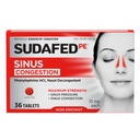Sudafed PE Sinus Congestion Relief Tablets, Maximum Strength, Non-Drowsy 10 mg Phenylephrine HCI Decongestant för Sinus Pressure & Nasal Congestion Relief, på grund av kalla eller allergier, 36 ct
