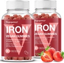 Iron Gummies Supplements for Women & Kids - Multivitamin med Järn Gummy för Blood Oxygen, Great Tasting Gummies med vitamin C för Max Absorption, Vegan Chewable (180 greve, jordgubb)
