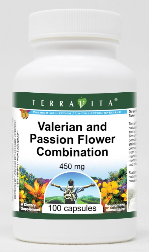 Valerian och Passion Flower Combination - 450 mg (100 kapslar, ZIN: 513631)