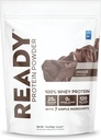 Ready® Proteinpulver - 25g Whey Protein, 120 kalorier, 0g tillsatt socker - 7 enkla ingredienser - Inga artificiella tillsatser - Glutenfri, ren och naturlig - Choklad (1 pund väska)
