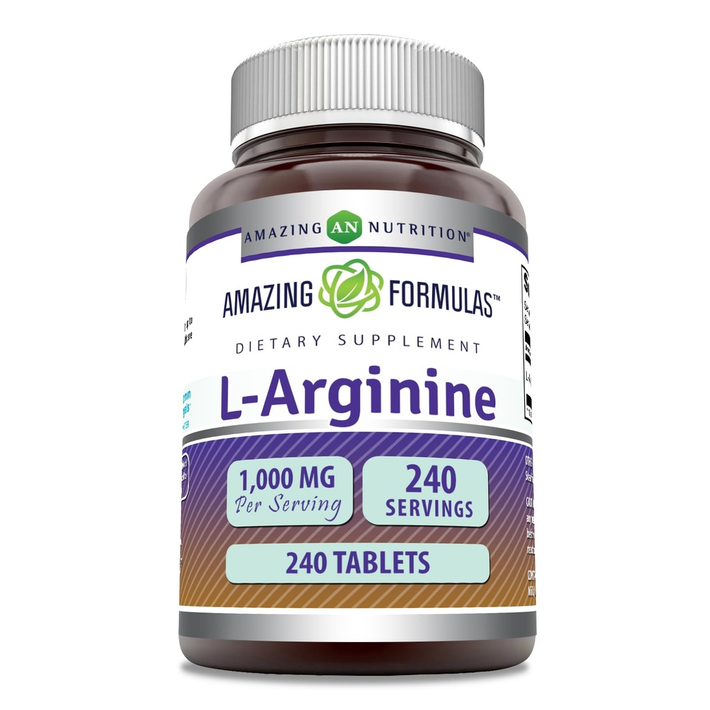 Fantastiska formler L-arginin 1000mg tabletter | Aminosyra tillskott för kvinnor och män | Icke-GMO | Glutenfri | Tillverkad i USA (240 greve)