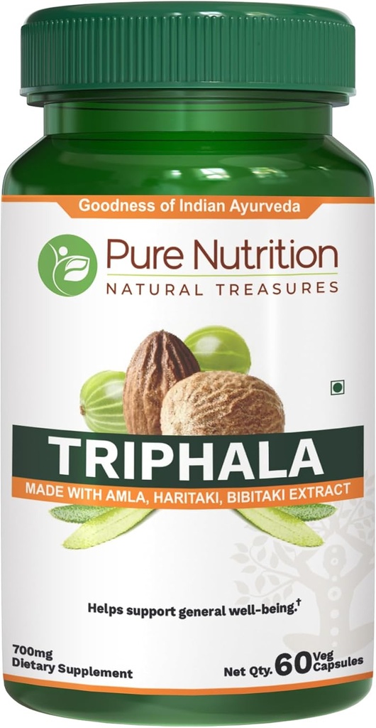 Ren näring Triphala Extract 700mg - 60 Caps (Extract Equiv. till 1900mg Triphala Fruit Powder) Non GMO | När dagligen | 60 dagar leverans.