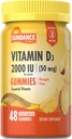 Sundance Vitamin D3 Gummies | 2000 IE | 48 greve | Pineapple Flavor | Vegetarian, icke-GMO och Gluten fri tillägg
