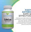 ColoLax Gentle Constipation Relief for Adults - Stool Softener & Colon Cleanse with Psyllium Husk - Support for Regularity, Relief from Gas & Bloating, and Digestion Support - 60 Capsules