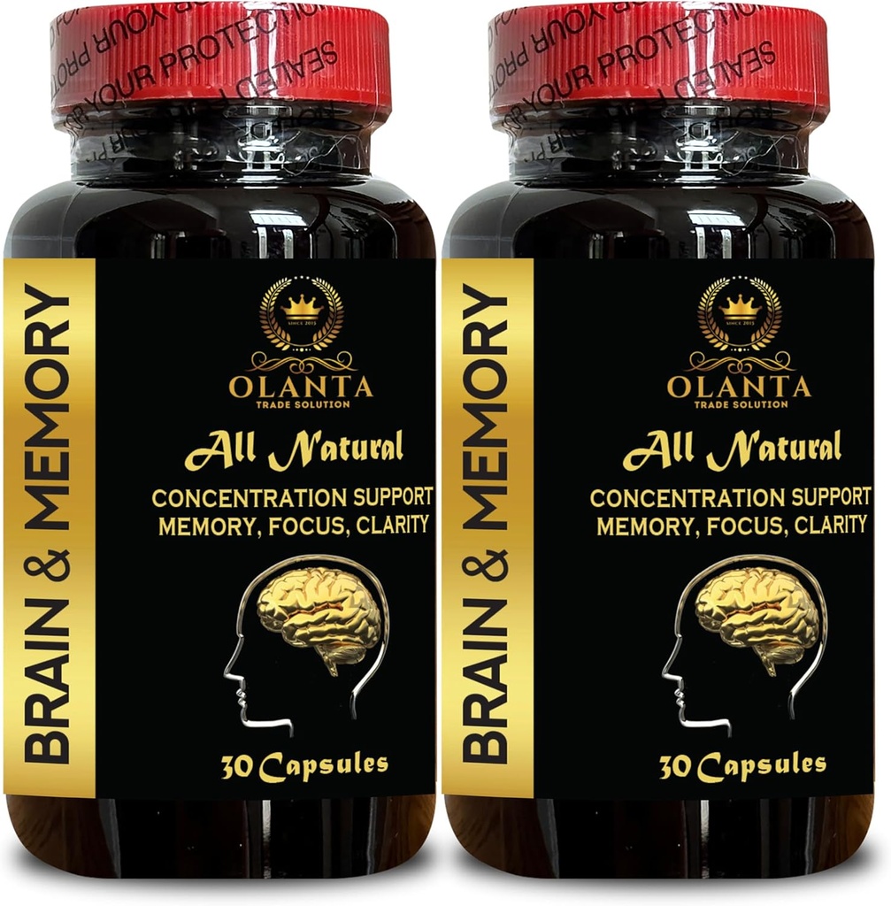 Brain Memory Support - Memory Function Support, Ginkgo biloba Organic, stöder hjärnhälsa, produktivitet och immunstöd, Memory Enhancement - 2 flaskor 60 kapslar