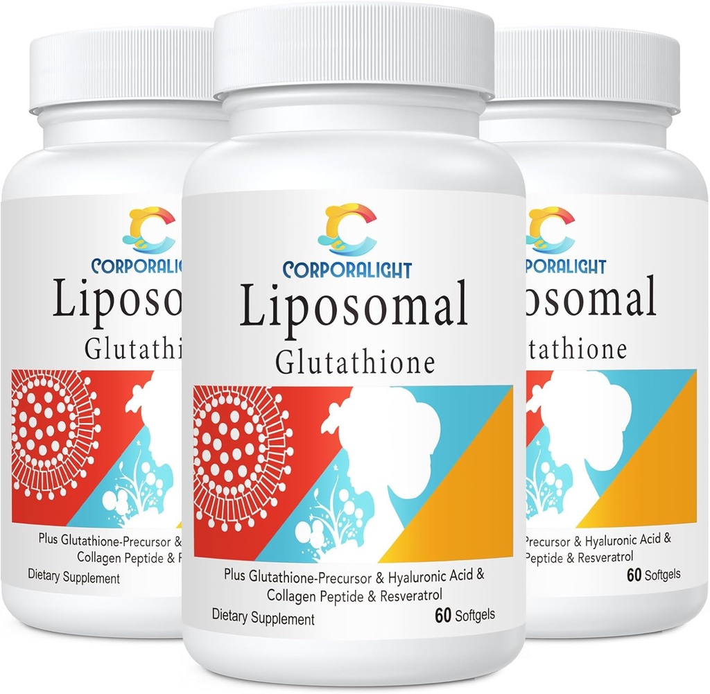 Liposomal Glutathione Softgels, Förbättrad Absorption - Liposomal Leverans, Aktiv Form L-Glutathione, Cellular, Immune Function & Liver Detox, Rich i Antioxidant Formel, Gluten Free, 180 Softgels
