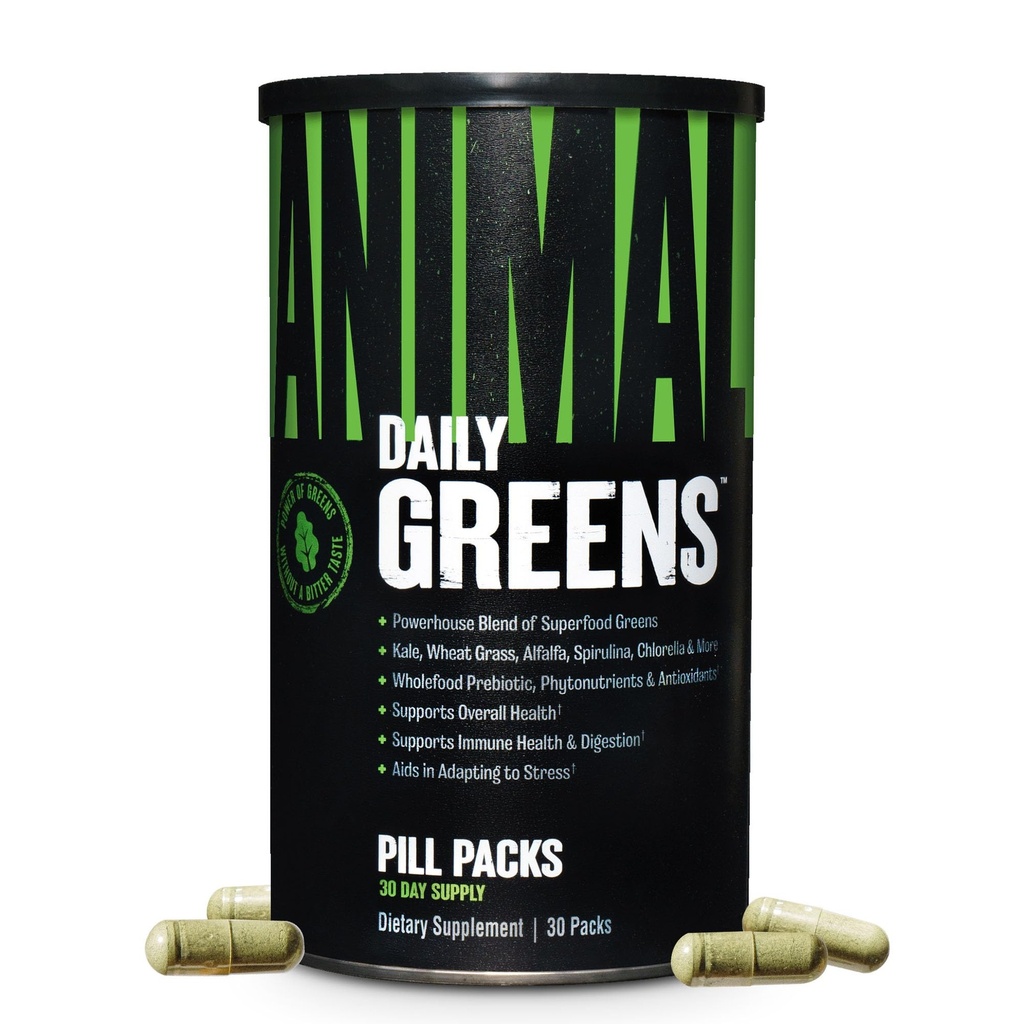 Animal Daily Greens Pill Packs - Kale, Wheat Grass, Alfalfa & More - Bekväm Prebiotisk och Probiotisk Superfood Blend för Superior Digestion, Gut Health och Immunity For Men & Women - 30 Day Supply