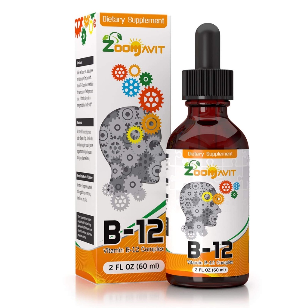 Vitamin B-komplex flytande droppar med snabb absorption - Super B flytande komplexa vitaminer B2, B3, B5, B6 & B12 - naturlig energiökning, mental fokus och hälsosam immunsystem