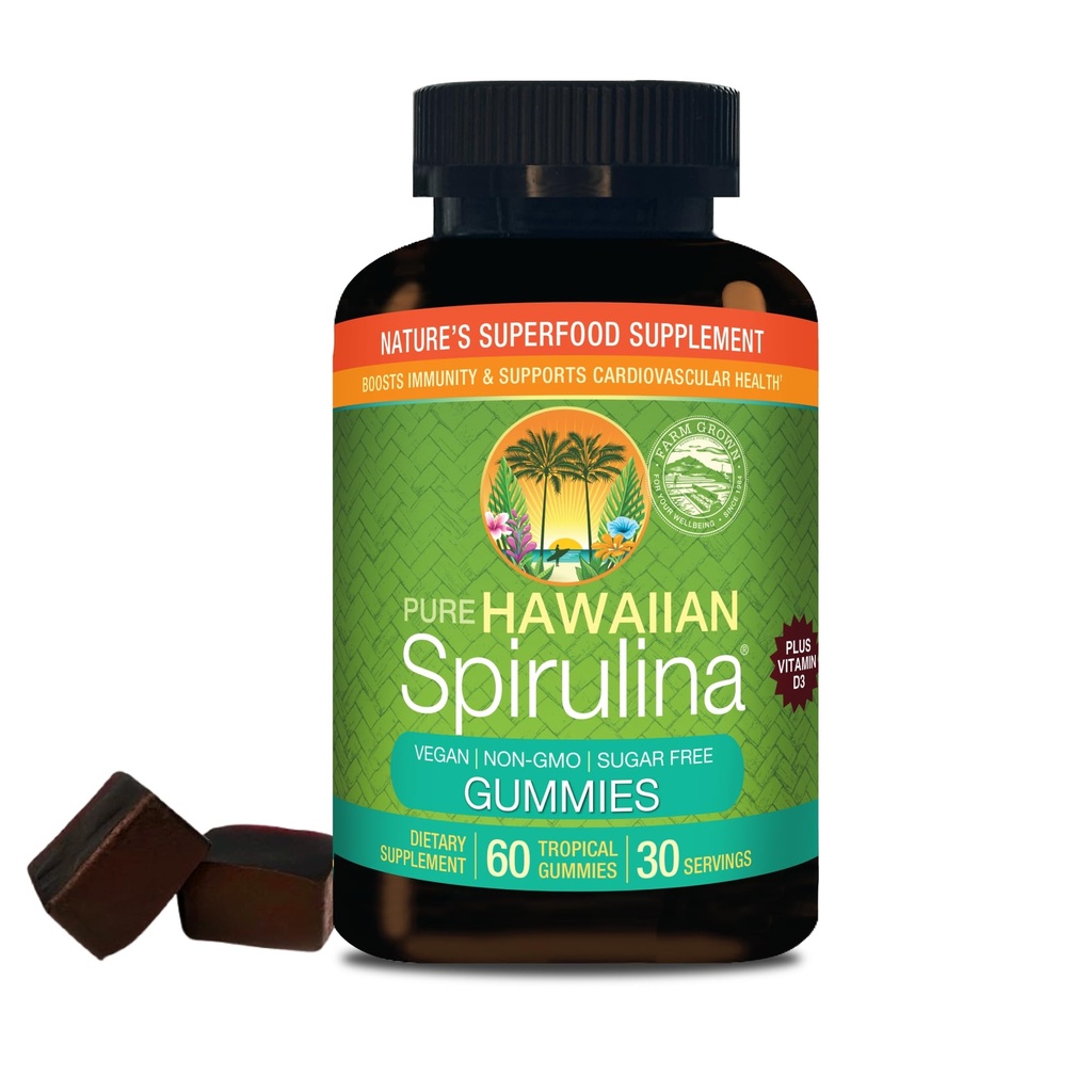 Nutrex Hawaii Spirulina | Grown Outside i Kona Hawaii | Naturlig Superfood Supplement (60 greve, Gummy)