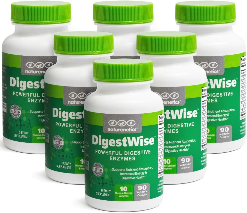 DigestWise Digestive Enzymes - 10 kraftfulla veganenzymer för att stödja utmattning, gas, uppblåsthet och förstoppning - Keto Friendly - Lab Tested - 90 kapslar (6)